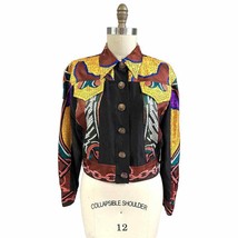 VTG 80s ARC ENCIEL cropped jacket Womens Paris France Multicolor Sz M/L - $176.42