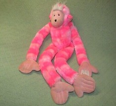 25&quot; Berkely Designs Pink Monkey Hanging Chimp Sticky Hands Plush Stuffed Animal - $10.80