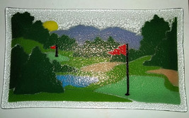 Rare Peggy Karr Fused Art Glass &quot;GOLF&quot; Display Plate Handcrafted &amp; Signed by Art - £55.85 GBP