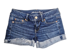 American Eagle Womens Shorts Size 2 Stretch Dark Wash Cut Off Cuffed Bea... - $15.99