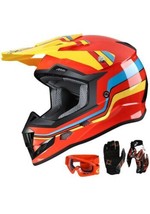 GLX GX623 DOT Kids Youth ATV Off-Road Dirt Bike Motocross Helmet Gear Combo - £85.59 GBP