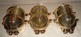 An item in the Antiques category: Vintage Brass Ship Nautical Antique Wall Marine Passageway Oval Cover Light Set 