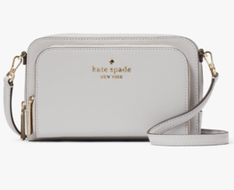 Kate Spade Staci Dual Zip Around Crossbody Platinum Grey Leather WLR00410 NWT - £77.75 GBP