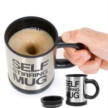 Black Auto Mixing Tea Cup Stainless Plain Lazy Self Stirring Mug Coffee Soup - £49.08 GBP