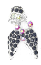 Poodle Pin Vintage Costume Jewelry - Multi-Colored Rhinestones - Sparkly - £11.84 GBP