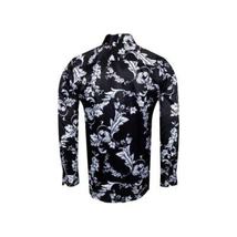 Mens Oscar Banks Brand Name Turkey Shirt Satin Floral European 6425 Black white image 3