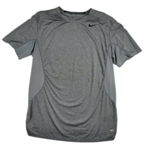 Nike Pro Combat Fitted T Shirt Mens Large Gray Short Sleeve Logo - $19.54
