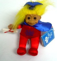 Russ Supergrad Caped Yellow Haired Troll Doll 8&quot; Tall - £11.66 GBP