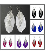 Blue Feather - Retro Ladies Women Angel Wings Earrings Ear Studs Alloy J... - $246.56 MXN