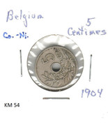 Belgium 5 Centimes, 1904, copper-nickel, KM 54 - $2.05 CAD
