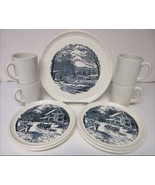 CURRIER &amp; IVES 9 Piece Cake And Coffee Set Royal China Company Old Stock... - £59.99 GBP