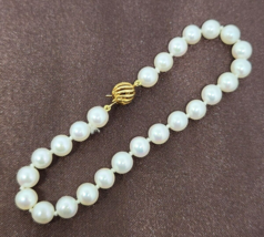 14k Yellow Gold Saltwater Akoya Pearl Bracelet 7.25&#39;&#39;, 6.25mm, 25 Pearls - £383.61 GBP