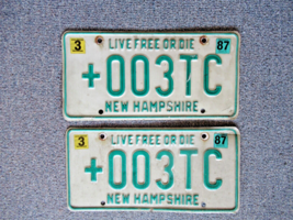 New Hampshire license plates  lot of 2   +003TC  Live Free or Die - £19.22 GBP
