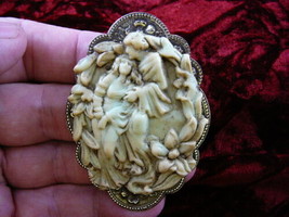 CL43-5) Romantic Lovers Man Woman Couple Cameo Ivory Pin Pendant Jewelry Brooch - £29.28 GBP