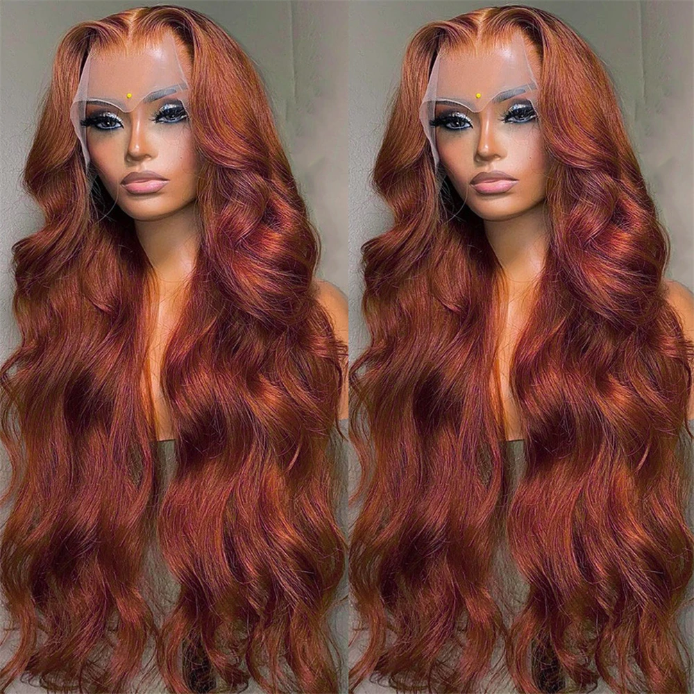 13x4 Reddish Brown Body Wave Lace Frontal Human Hair Wig HD 13x6 Lace Front - £73.61 GBP+