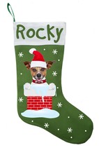 Jack Russell Terrier Christmas Stocking-Personalized Jack Russel Stocking-Green - £26.37 GBP