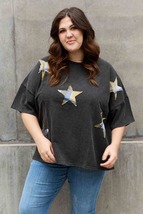 ODDI Full Size Printed Star Patch Detail Top - £21.51 GBP