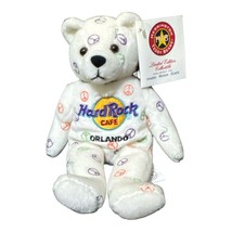 Hard Rock Cafe Orlando Florida Teddy Bear Peace Sign Plush Stuffed Animal 8&quot; New - £7.83 GBP