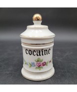 Vintage Cocaine Apothecary Pharmacy Lidded Jar Ceramic Porcelain Made In... - $270.27 CAD