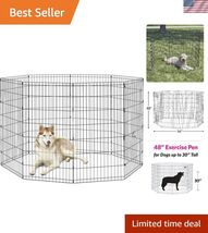 Dog Exercise Pen &amp; Playpen, 24" W x 48" H, No Door, Black - $169.18