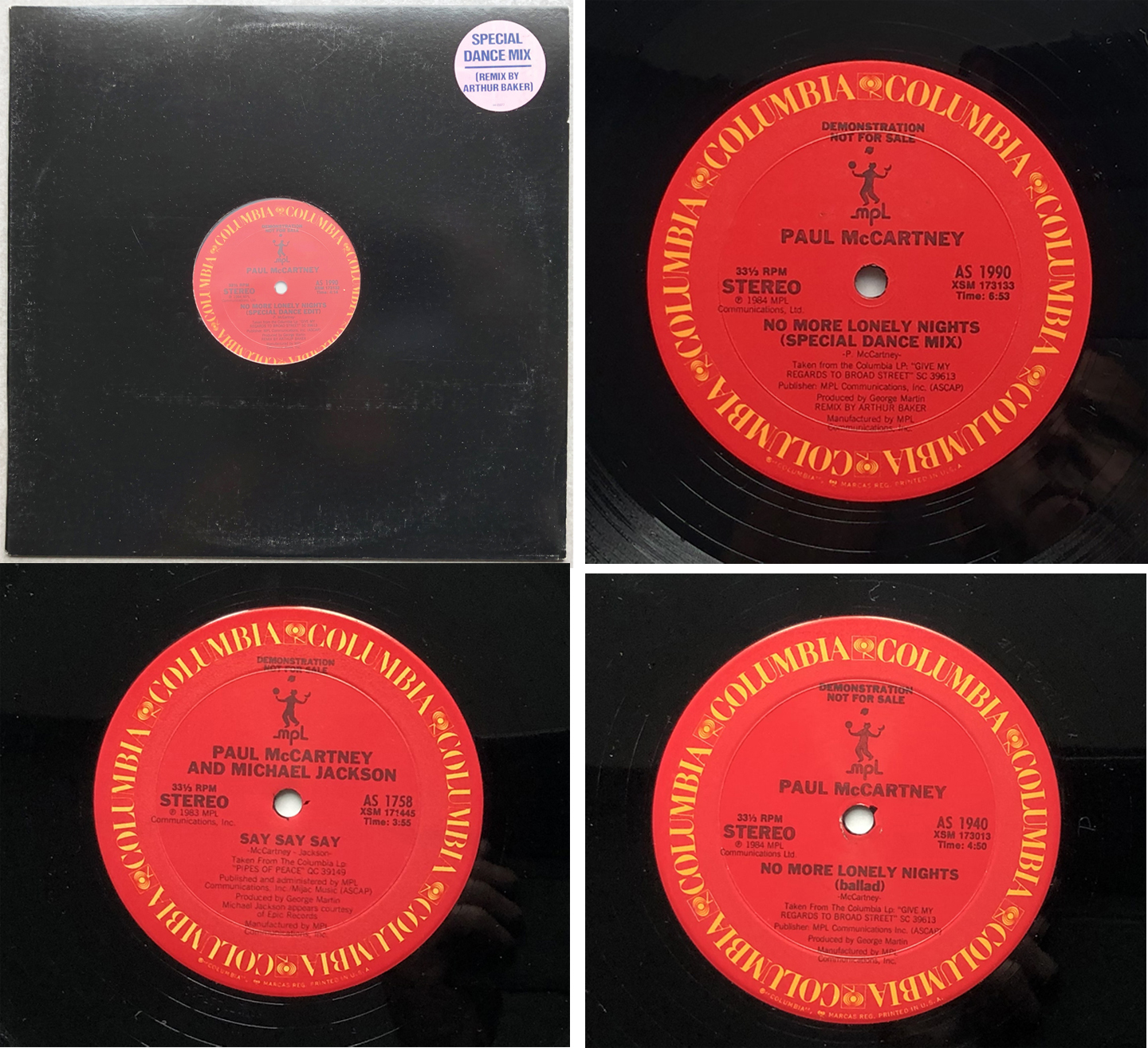 Paul McCartney Promo 12 Singles No More Lonely Nights Dance Mix Say Say Say - $30.00