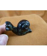 (Y-SNAI-551) Green black SNAIL FIGURINE GEMSTONE snails statue gastropod... - $341.69 MXN