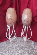 blown glass candle holders, elegant &amp; unique stem work 11.5&quot; tall  - $27.12
