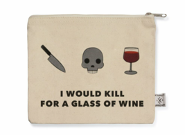 Emoji &quot; I Would Kill For A Glass Of Wine&quot; Pouch Los Angeles Trading Company - £12.38 GBP