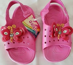 Baby Girl Sandals Shoes Size 6 Fuchsia Pink With Butterflies New Stinkin... - $10.02