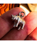 Excellent crafted Charm Pendant horned Rhinoceros Rhino - Sterling Silver - £25.16 GBP