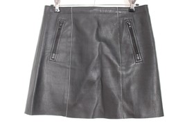 Vince 2 Black Lambskin Leather A-Line Mini Skirt - $85.49