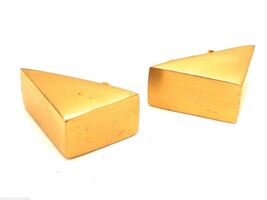 VTG Alexis Kirk Modernist Cubist Triangle Clip Earrings Matte Gold Signed - $77.37