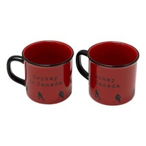 Hockey is Canada Abbot Mugs Red Black Lot 2 Ceramic Winter Sports - $41.53