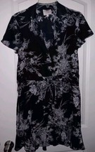 Cinq a Sept Silk Tie Front Dress Size 4 Navy, White Floral Knee Length  - $37.11