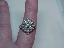 QVC SW Sterling Diamonique Snowflake Cluster 4.00ct CZ Ring Ornate Sz 8 ... - £68.92 GBP