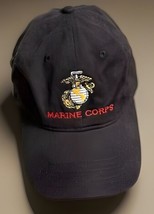 Marine Corps Emblem Embroidered Black Cotton Baseball Cap Adjustable - £16.03 GBP