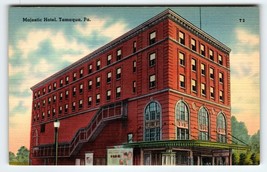 Majestic Hotel building Tamaqua Pennsylvania Linen Postcard Unused Vintage PA - $9.18