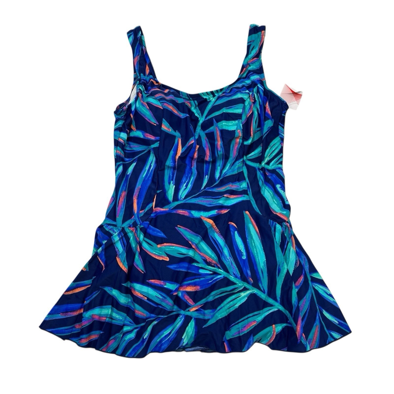 Maxine Of Hollywood Swimsuit Women 16W Blue Painted Palm Princess Skirte... - £30.75 GBP