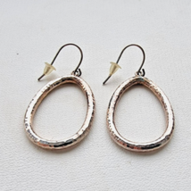 925 STERLING SILVER HAMMERED FINISH HOOP DANGLE EARRINGS - $52.45 CAD