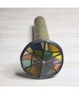 Vintage 11&quot; Scope Dual Wheels Brass Kaleidoscope Stained Glass Patina - $1,110.71 MXN