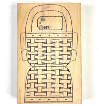 To/From Foldover Basket Card Limited Edition Large Vintage Rubber Stamp 7x4 1997 - £19.16 GBP