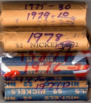 Jefferson Nickels - 4 roles assorted Dates - $11.00