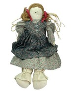 Handmade Muslin Fabric Stuffed Girl Doll 17&quot; Country Folk Primitive Flor... - $14.52