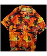 Caribbean Mens Shirt Tropical Short Sleeve Hawaiian 4XL Button Up Orange - $18.70