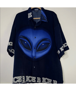 Ice Blue and Black Casual Alien Graphic Shirt - $21.49 CAD
