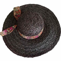 Betsey Johnson Black Floppy Derby Day Straw Hat O/S - £21.90 GBP
