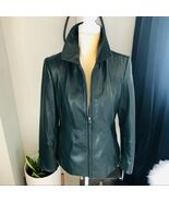 Preston &amp; York Lambskin Leather Moto Jacket, Luxurious, Dark Green, Smal... - $4,196.19 MXN