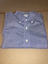 Brooks 346 men’s blue button down shirt size 15 1/2 - 32/33 Dress Casual No Iron - £9.37 GBP
