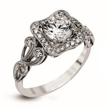 Vintage 1.40 Ct White Lc Moissanite S Wedding Ring In 14KT White Gold Plated Xmas - £97.68 GBP