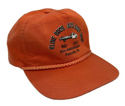 Vintage Kline Bros Auto Body Shop Hat Cap Snap Back Orange Rope Pottsville PA - £12.62 GBP